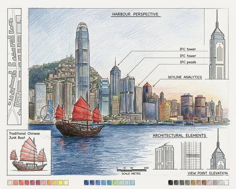 Hong Kong Architectural — surreal art by SideBush