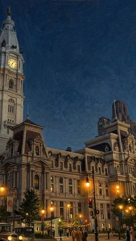 Philadelphia Blue Hour — surreal art by SideBush
